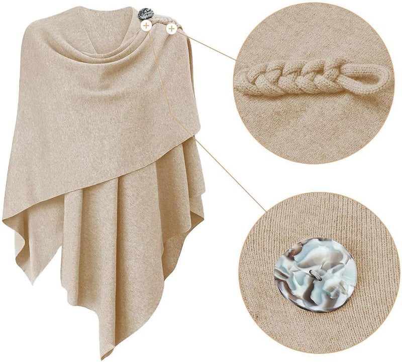 Puli Womens Large Cross Front Poncho Sweater Wrap Topper Knitted Elegant Shawls Cape for Fall Winter - Image 3